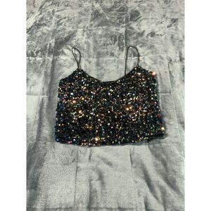 Betty Scale Sequin Cami Tank Top‎ Size Small party rave club house music Y2K